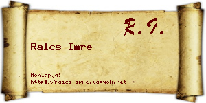 Raics Imre névjegykártya